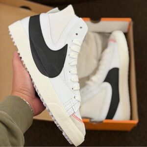 Nike Blazer Mid Jumbo Size 11.5 White and Black Athletic Shoes